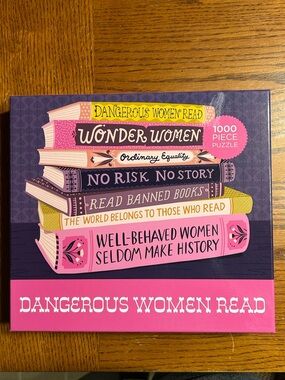 Dangerous Women Read 1000-Piece Puzzle - Pink & Purple Book Stack